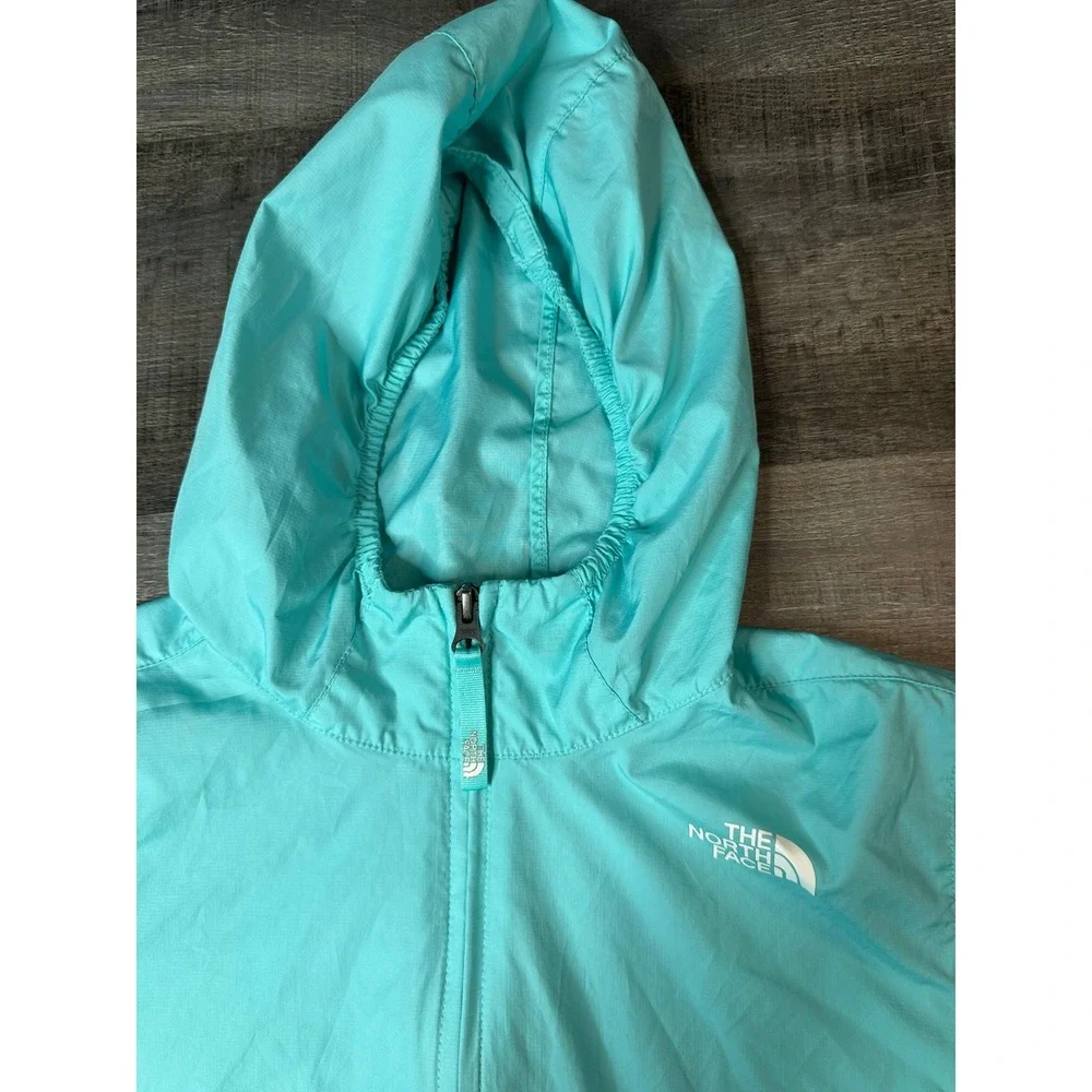 The North Face Boys Windwall Hooded Jacket Teal Blue Size Large L 14/16 Logo